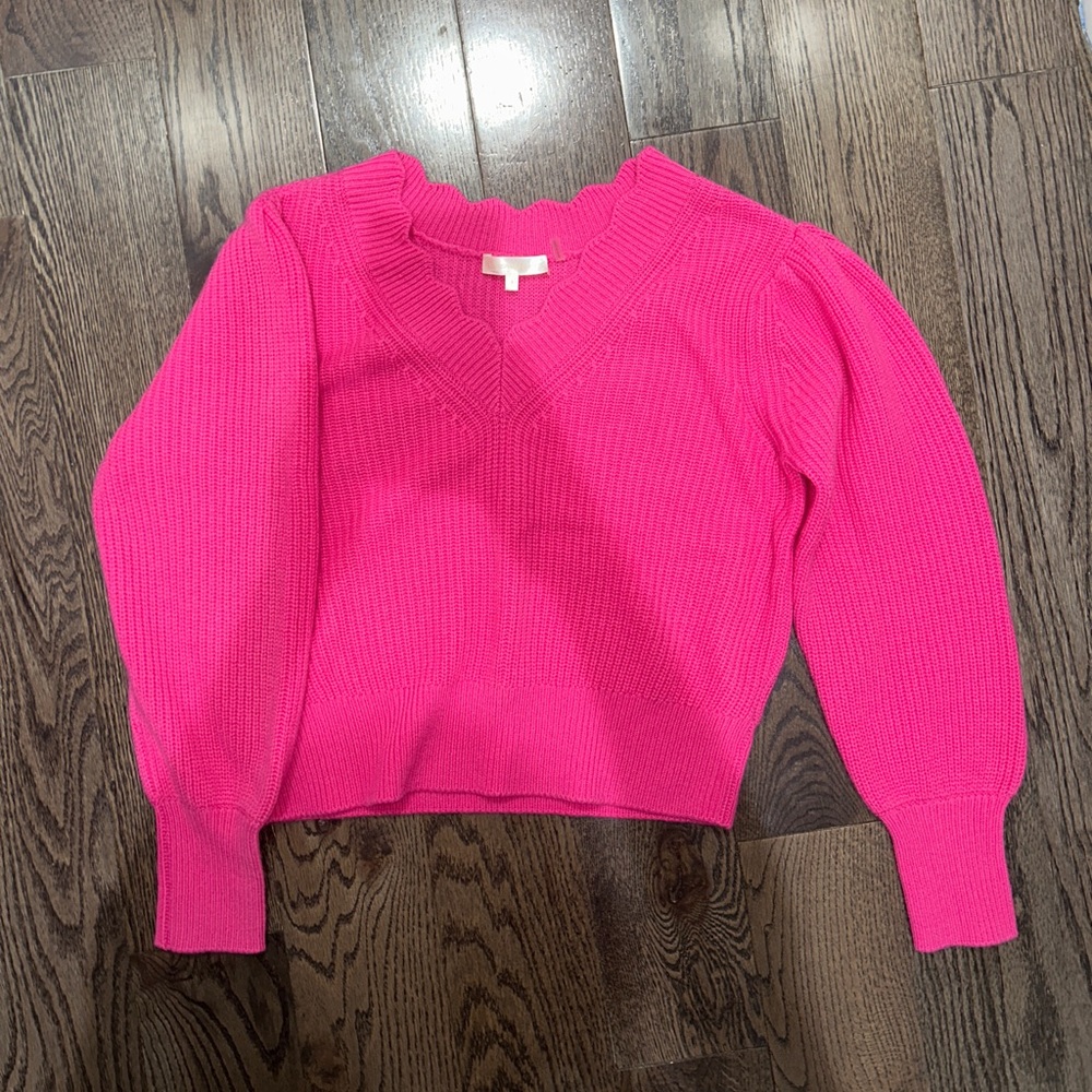 LoveShackFancy Pink scalloped sweater - worn once